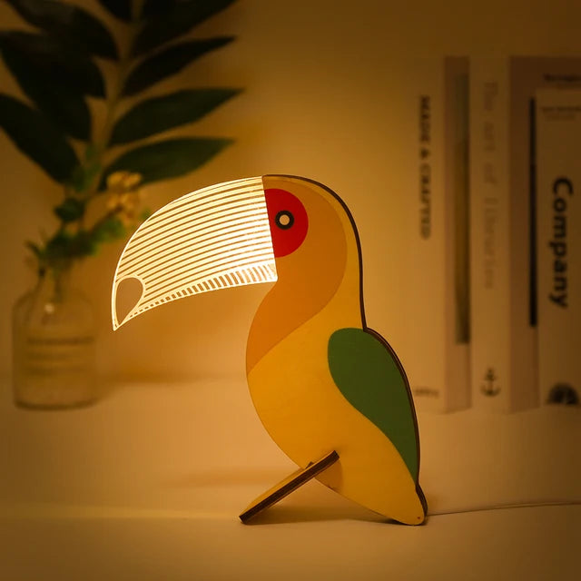 LED-Nachttischlampe für Kinder aus Holz und Acryl mit USB-Anschluss - vue 16 sur 17