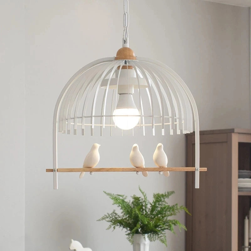 lustre nordique cage à oiseaux en résine et fer pour restaurant ou café - vue 3 sur 10