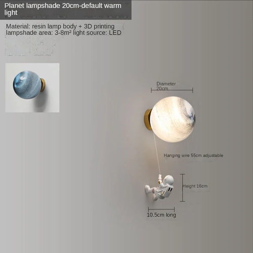 Astronauten-Wandleuchte Kinder 3D Mond Dekorativ Nachttisch - vue 18 sur 18