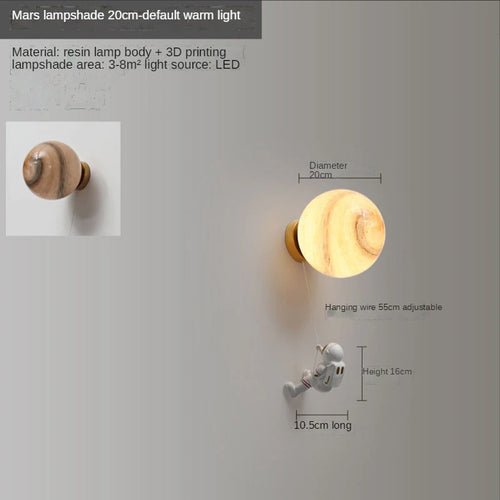 Astronauten-Wandleuchte Kinder 3D Mond Dekorativ Nachttisch - vue 12 sur 18