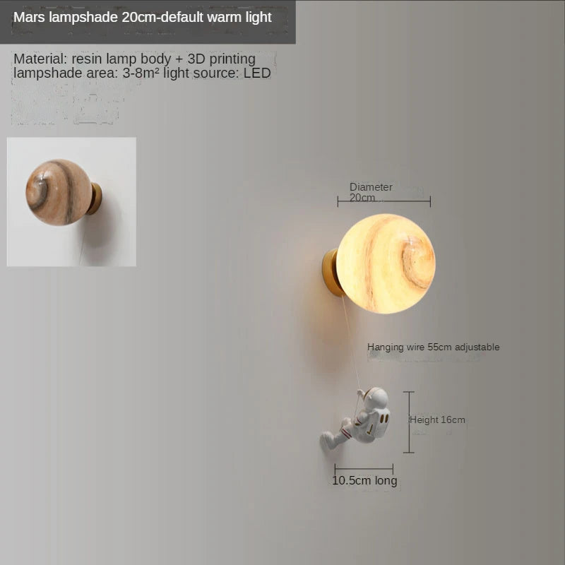 Astronauten-Wandleuchte Kinder 3D Mond Dekorativ Nachttisch - vue 11 sur 18