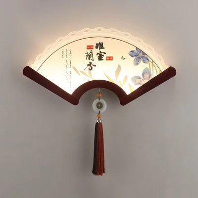 applique murale en bois éventail style rétro japonais à LED - vue 10 sur 18