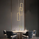 lustre led rectangulaire moderne en cuivre pour escaliers et loft