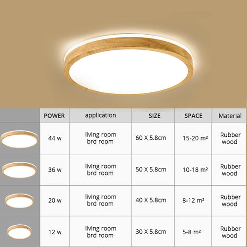 plafonnier led ultra-fin japonais bois massif design moderne 2021 - vue 7 sur 15