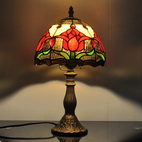 Tischlampe im Landhausstil aus Tiffany-Glas - vue 3 sur 5