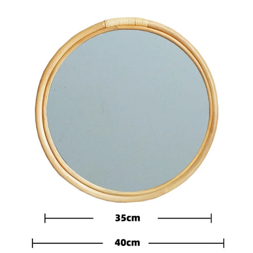 miroir mural suspendu en rotin pour un maquillage pratique