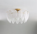 plafonnier moderne en verre blanc en forme de plume d'oie