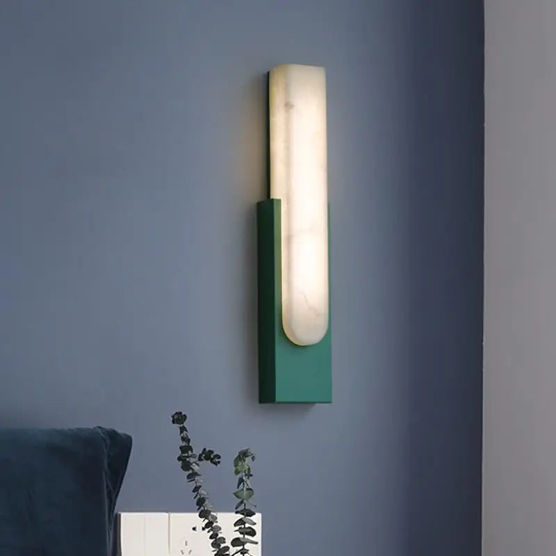 applique murale en marbre luxe minimaliste design moderne avec lumières led - vue 4 sur 10