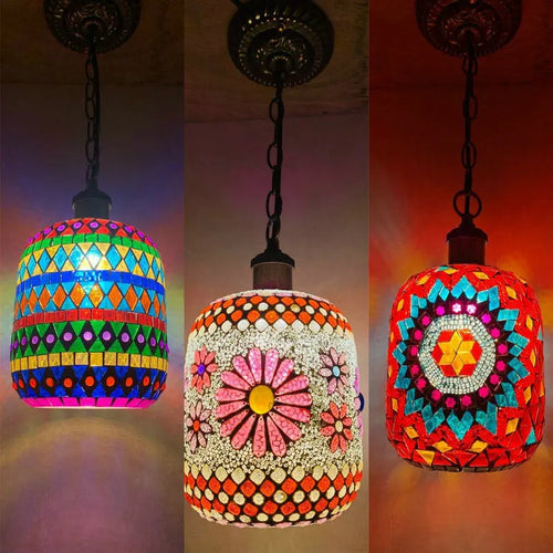suspension LED en mosaïque turque style bohémien rétro vintage - vue 2 sur 14