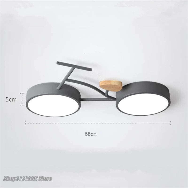 Plafonnier LED nordique 3 couleurs température vélo plafonnier pour enfants chambre enfants chambre de bébé vert blanc gris luminaire
