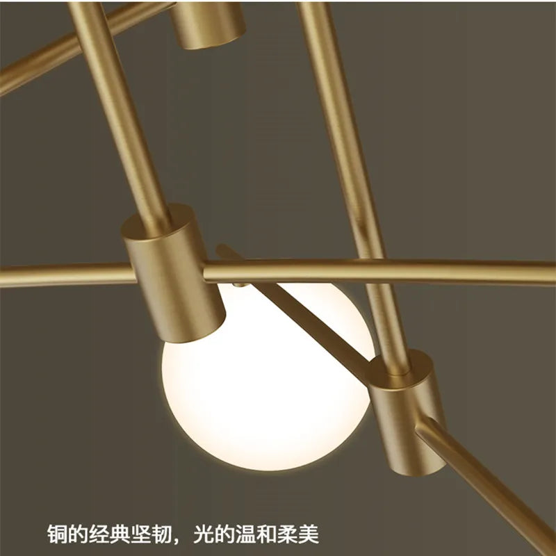 lustre en or avec boule de verre pour éclairage intérieur - vue 6 sur 12