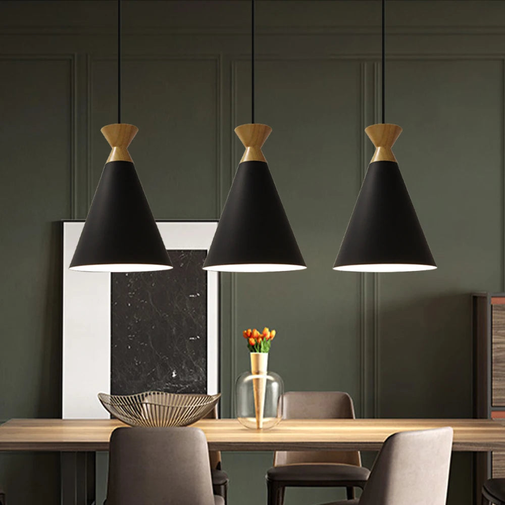 lampe suspendue rétro moderne à led abat-jour nordique pour éclairage restaurant - vue 3 sur 9