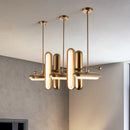 Postmoderner goldener Art-déco-Kronleuchter aus Eisen und Glas für Esszimmer