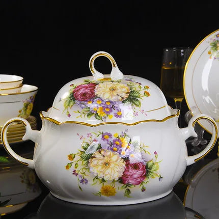Service vaisselle porcelaine fine style floral personnalisable