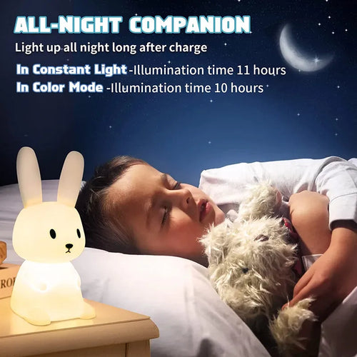 veilleuse lapin mignon en silicone usb pour enfants kawaii