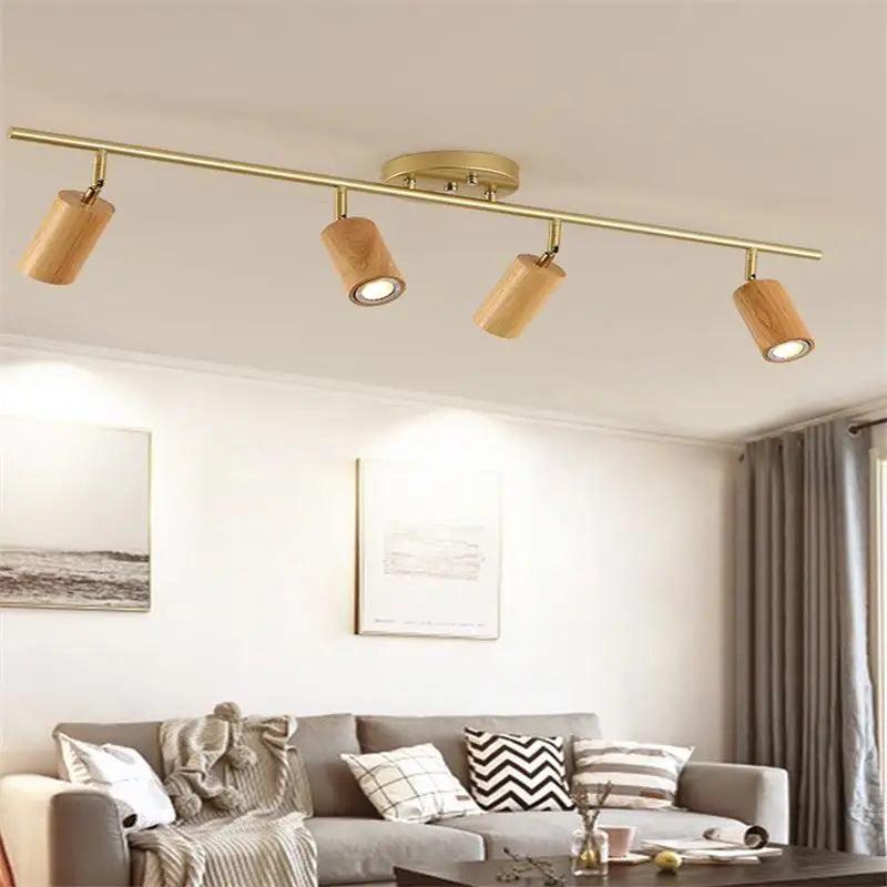 lampe led en bois moderne montée en surface avec plusieurs têtes - vue 5 sur 14