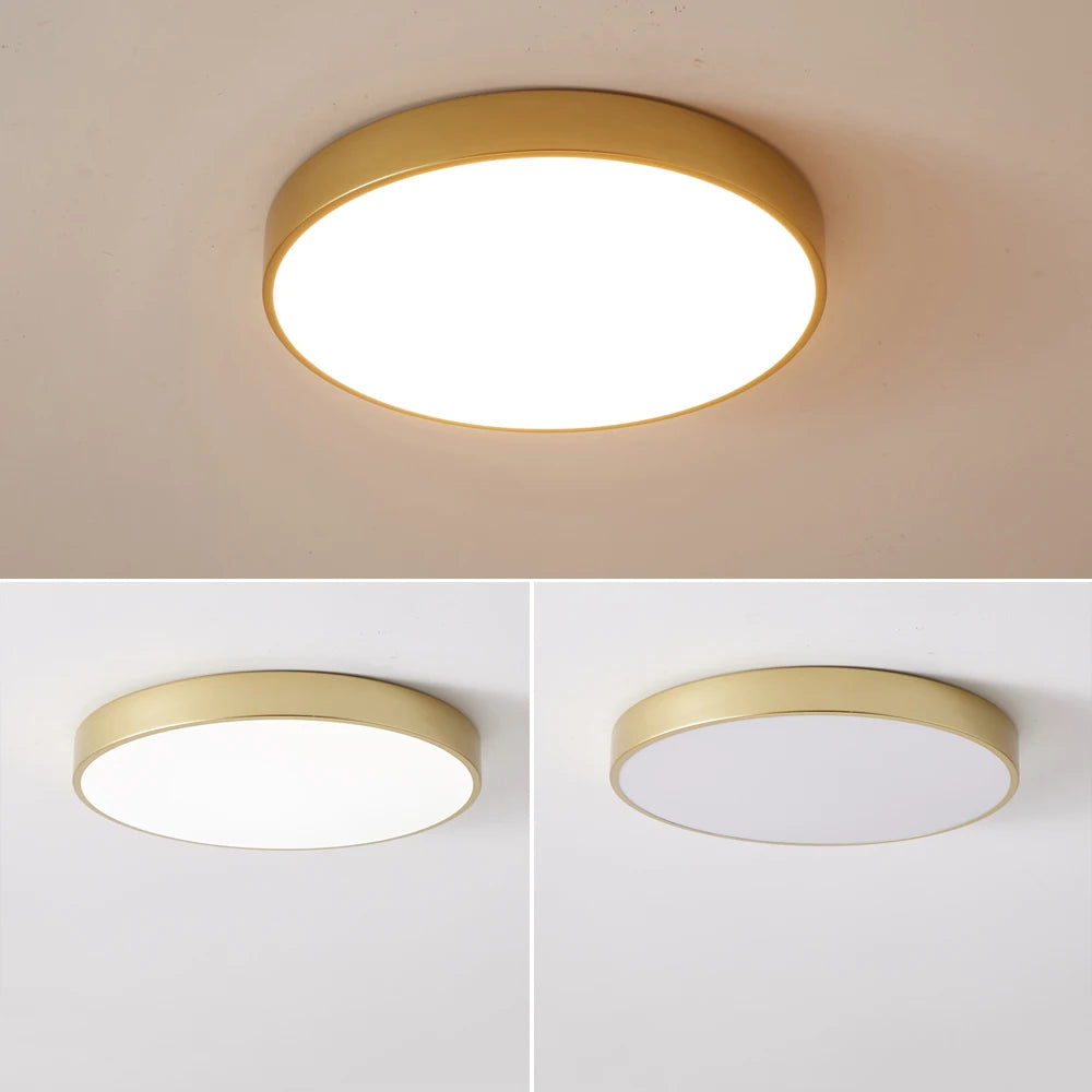 Ultra-mince 5 cm Or LED Plafonnier Moderne Rond Montage En Surface Plafonnier Panneau Lampe Télécommande Lumière Pour Foyer Chambre - vue 4 sur 9