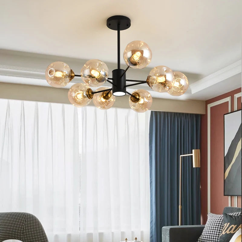 lustre moderne design haricot magique en verre intérieur - vue 5 sur 14