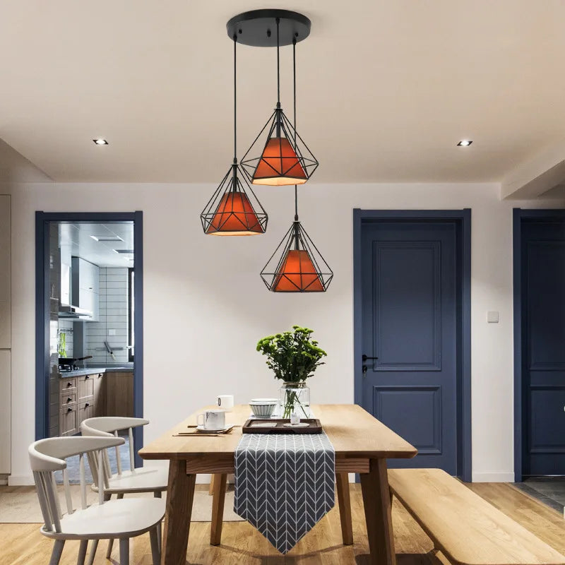 2022 New Nordic aisle diamond chandelier simple modern retro wrought iron living room dining room led ceiling chandelier - vue 5 sur 17