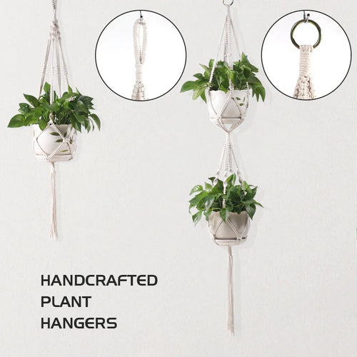 panier suspendu en macramé pour plantes artisanales décoration intérieure - vue 3 sur 18
