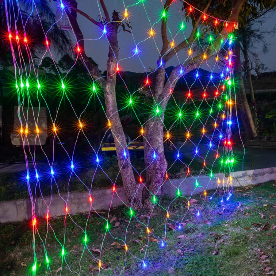 LED-Lichterkette Netz für außen, 200 LEDs, anschließbar, 8 Modi, dekorativ - vue 5 sur 10