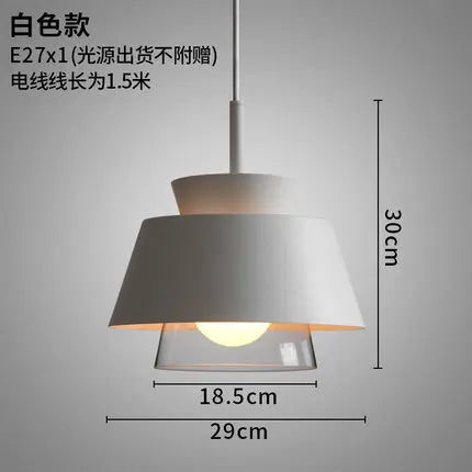 Moderne Pendelleuchte aus Glas und Eisen im nordischen Industrie-Stil