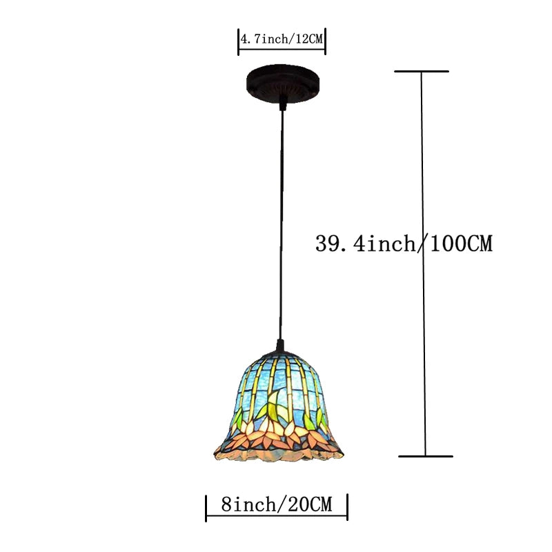 lustre antique européen style nénuphar tiffany pour restaurant et bar - vue 2 sur 5