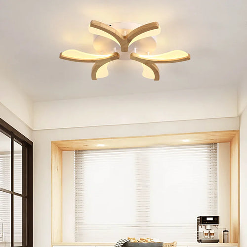 LED-Deckenleuchte nordisch aus Massivholz einfach modern - vue 6 sur 10