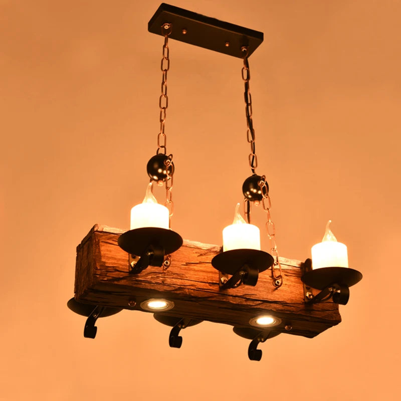 Lustre Antique en bois et métal - vue 7 sur 7