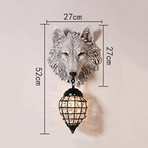 applique murale vintage en résine loup avec lumière led