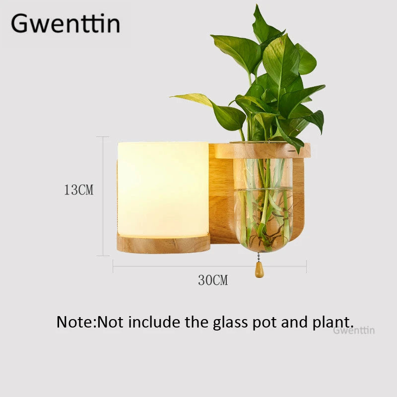 Moderne LED-Wandleuchte aus Holz und Glas zum Selbstmontieren - vue 11 sur 14