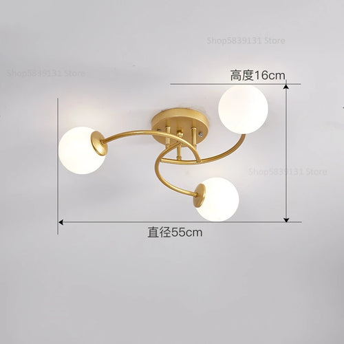 Schlichte nordische Glas-Deckenleuchte mit moderner LED - vue 10 sur 12