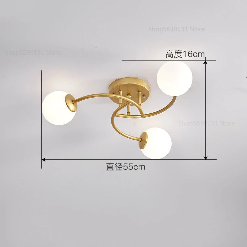 Schlichte nordische Glas-Deckenleuchte mit moderner LED - vue 9 sur 12