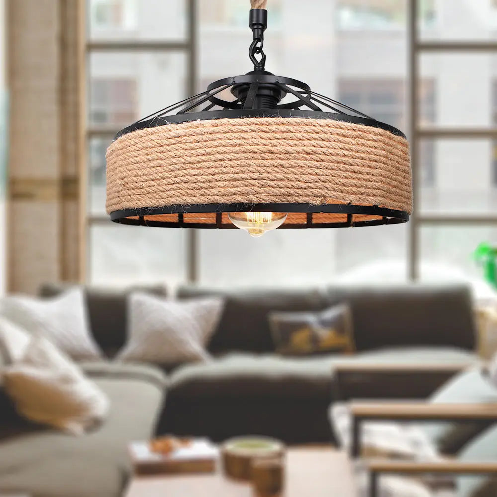 suspension rétro vintage de chanvre pour bar industriel - vue 3 sur 8