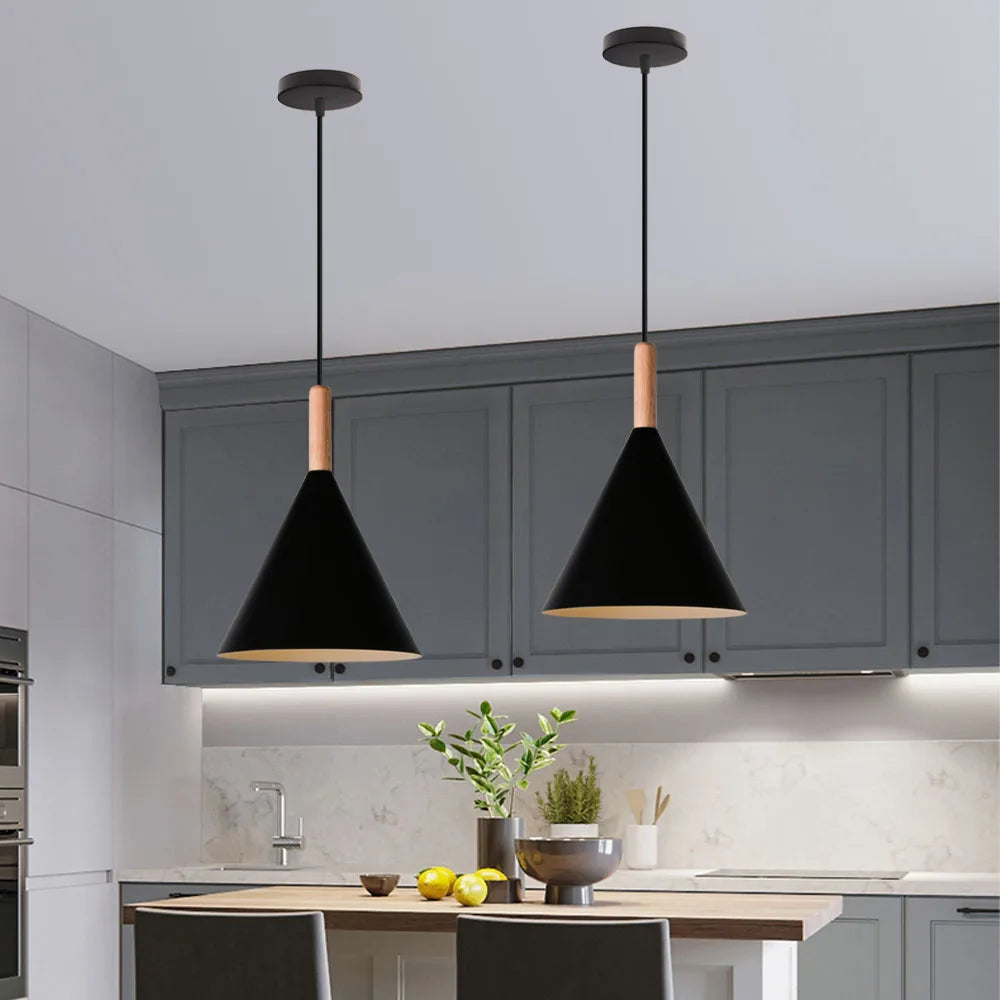 lampe led suspendue en bois design nordique moderne décorative - vue 5 sur 10