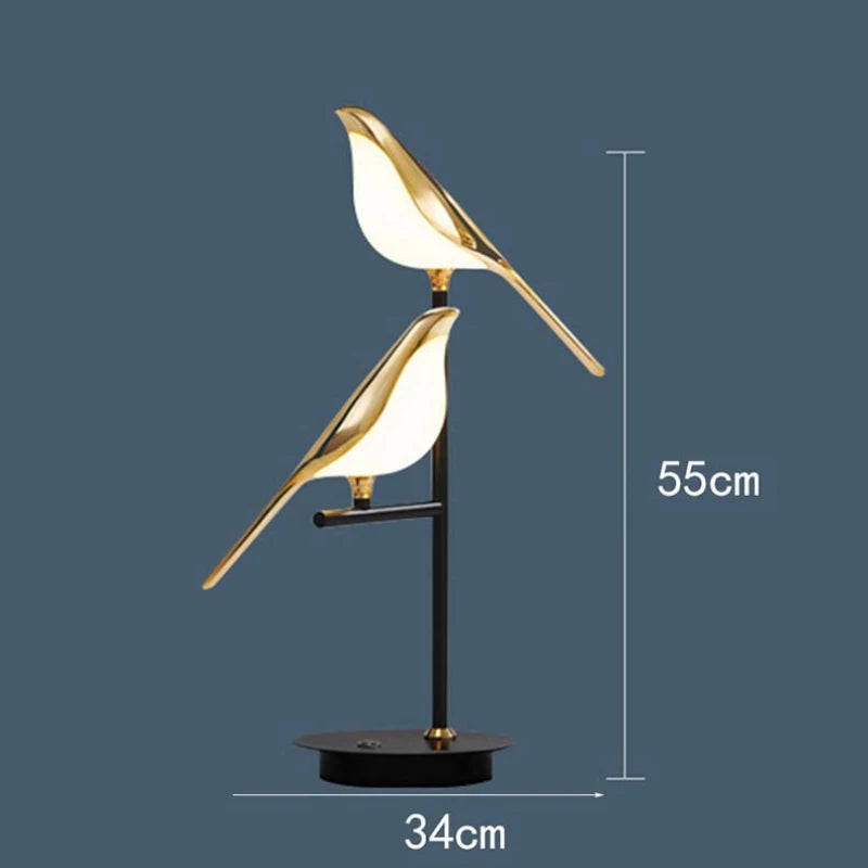 Moderne LED-Pendelleuchte Vogel Fantasie vergoldet höhenverstellbar - vue 12 sur 18