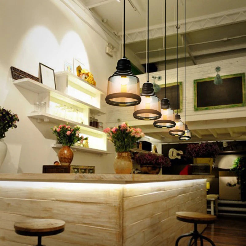 suspension vintage en verre pour style industriel bar restaurant café - vue 7 sur 9