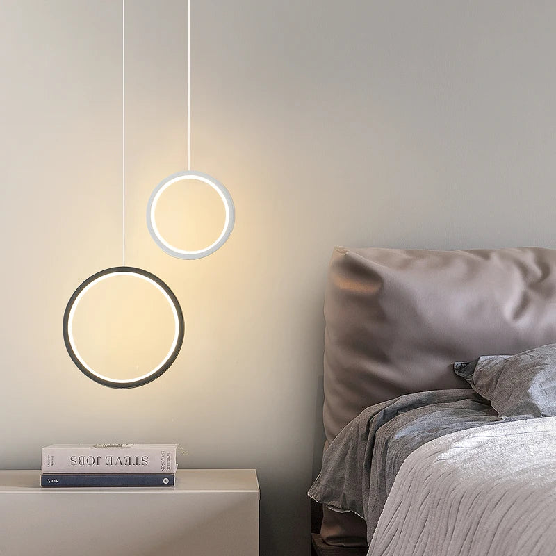 suspension ronde moderne pour éclairage latéral led