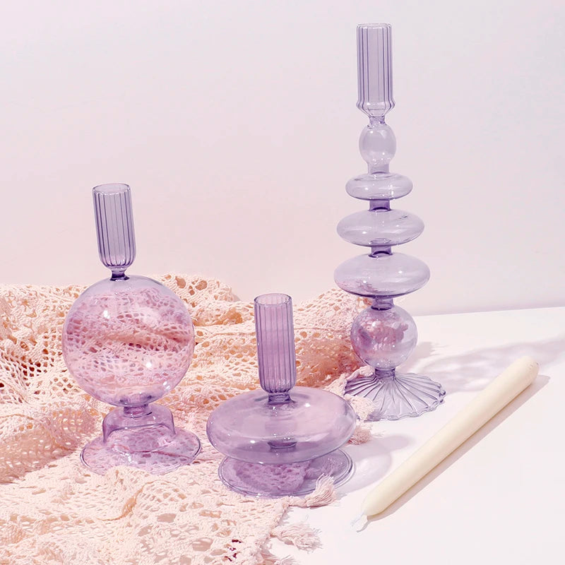 bougeoir en verre pour décoration romantique et festive - vue 7 sur 15