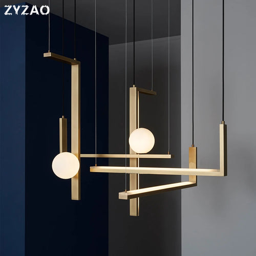 suspension moderne en fer et verre pour décoration intérieure - vue 2 sur 9