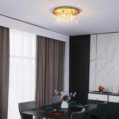 LED-Deckenleuchte rund Kristall Luxus postmoderner europäischer Stil - vue 4 sur 9