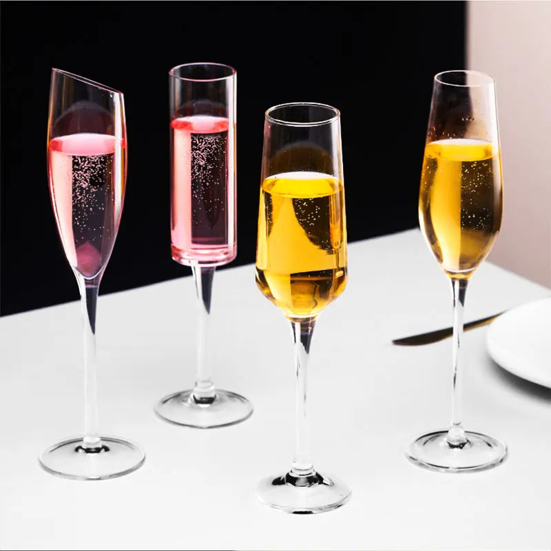 Flutes a champagne design elegant verre souffle main - vue 6 sur 7