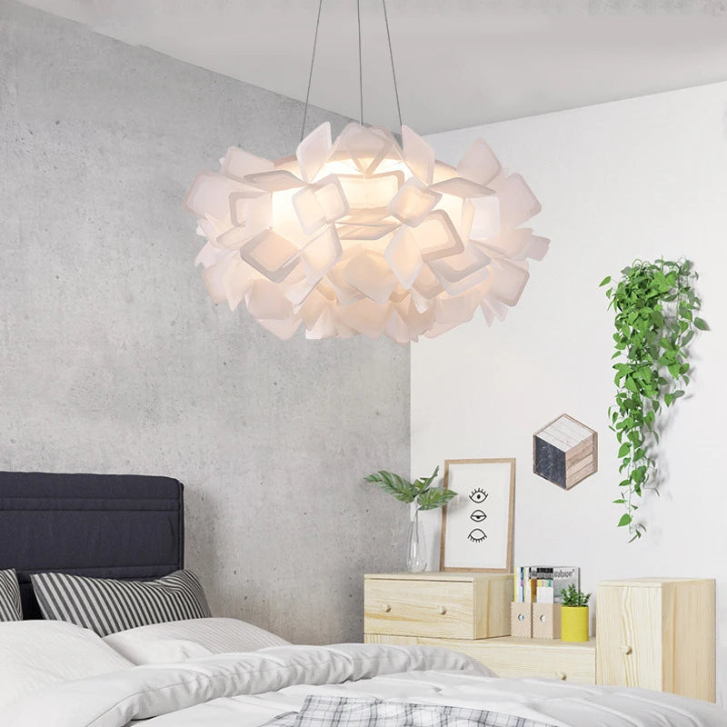 Suspension fleur design italie led acrylique pour salon chambre