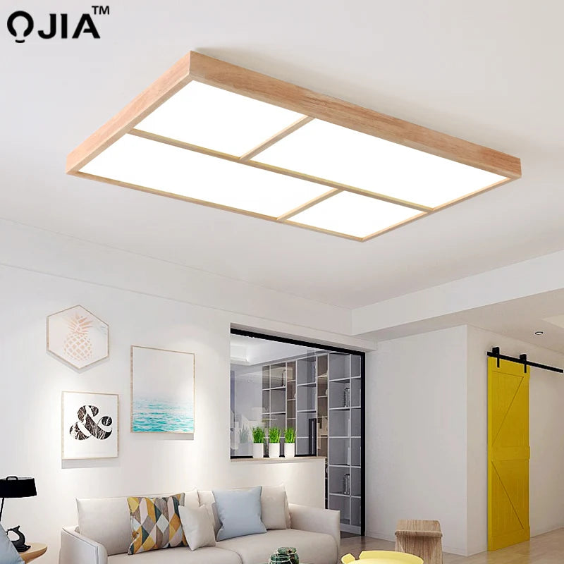plafonnier led moderne en bois véritable pour intérieur décoratif - vue 5 sur 9