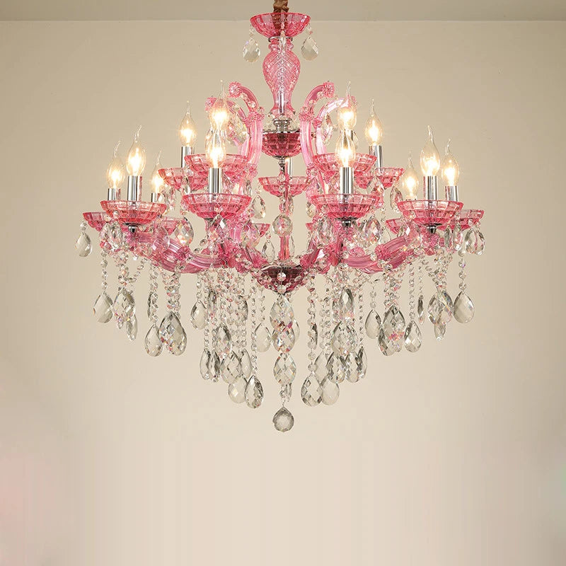 Moderner Kronleuchter aus Eisen und Kristallglas im Art-déco-Stil als Pendelleuchte - vue 4 sur 9