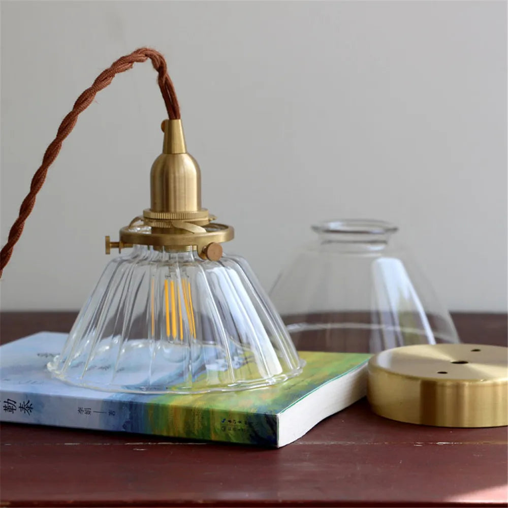 Loft Industrielle LED-Pendelleuchte Retro Messing Glas Antike Hängeleuchte - vue 6 sur 8