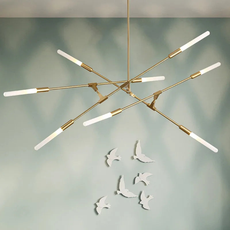 Design-Kronleuchter mit mehreren Köpfen aus Eisen für moderne Beleuchtung - vue 5 sur 6
