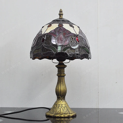 Tischlampe im Landhausstil aus Tiffany-Glas - vue 6 sur 5