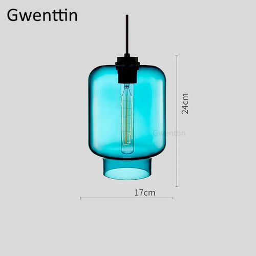 Moderne Pendelleuchte aus gefärbtem Glas für die Innendekoration - vue 29 sur 30