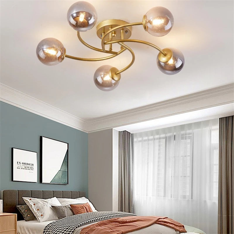 Schlichte nordische Glas-Deckenleuchte mit moderner LED - vue 5 sur 12